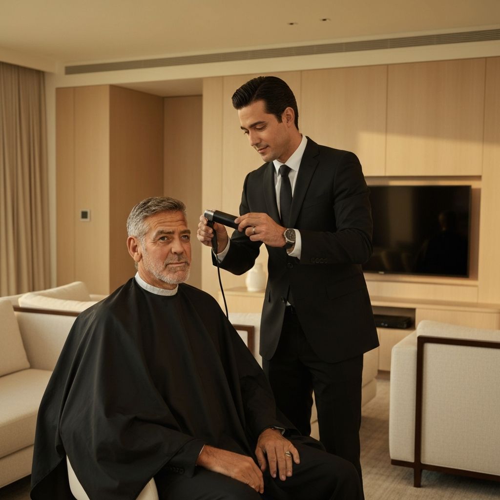 George Clooney getting a Flocut