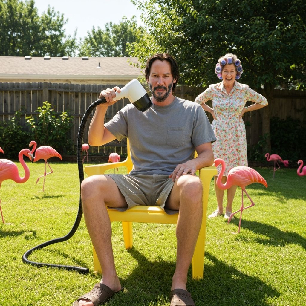 Keanu Reeves getting a Flocut